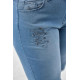 Макси дънкови панталонки от еластична материя с бродерия 